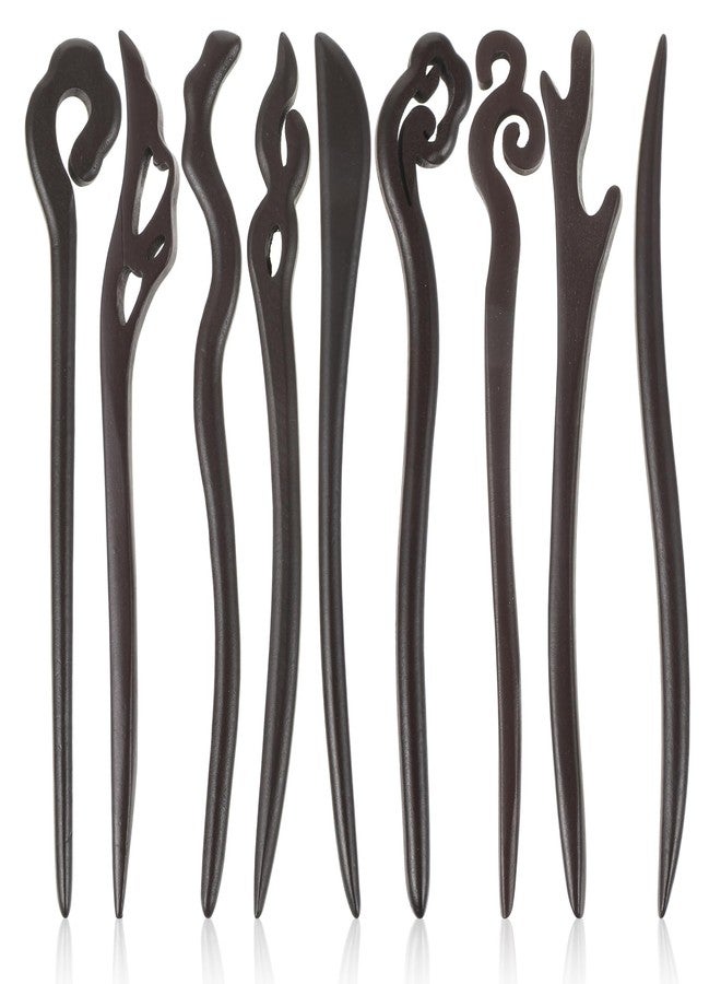Tyqour 9PCS Wooden Hair Sticks for Women, Vintage Chinese Chopstick Japanese Hair Chopsticks for Bun Maker Hairpins for Long Hairs Sticks for Handmade Buns Hairs Forks Accessories Hanfu Pins for Girls - Image 1